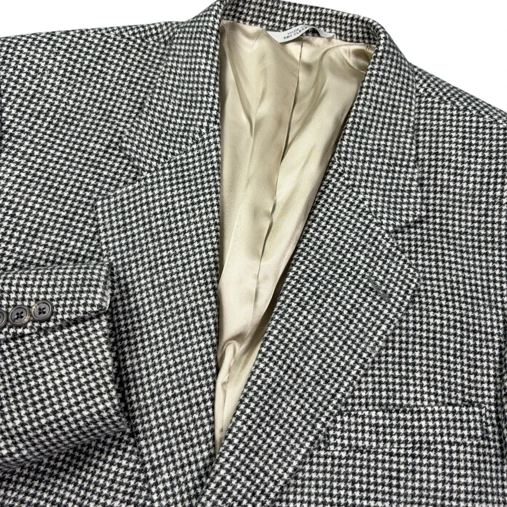 Eddie Bauer Mens Camel hair Blazer Houndstooth Sport Coat 46R VTG Jacket 90s